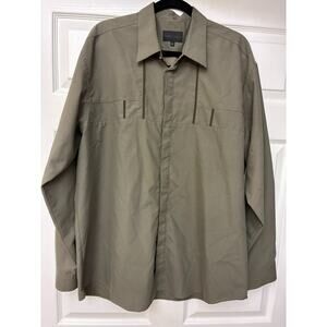 Carlo Colucci Button Up Shirt XL Khaki Beige Long Sleeve 100% Polyester Casual D